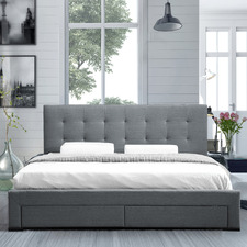 Grey Edan Bed Frame with Storage Drawers