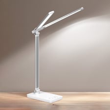 Emporia Aluminium & Clear Glass LED Desk Lamp with USB