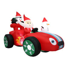 Santa & Racecar LED Inflatable Christmas Decoration