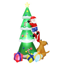 Christmas Tree with Dog Santa LED Inflatable Decoration