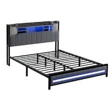 Caio Platform Bed with LEDs & Charging Station