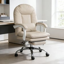 Cassian Faux Leather Office Chair with Footrest