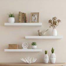 White Keira Floating Shelves (Set of 3)
