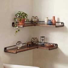 Charlotte Floating Corner Wall Shelves (Set of 2)