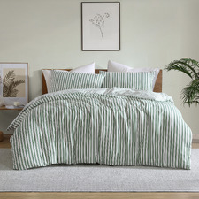 Sage Stripe Frankie Quilt Cover Set