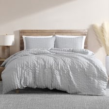 Silver Byron Seersucker Quilt Cover Set