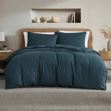Navy Ricki Vintage Washed Quilt Cover Set