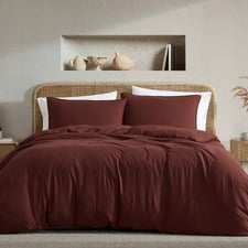Mahogany Ricki Vintage Washed Polyester Quilt Cover Set