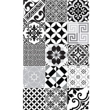 Black & White Eclectic Vinyl Floor Mat