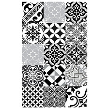 Black & White Eclectic Floor Mat