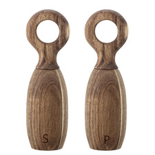 2 Piece Natural Acacia Wood Salt & Pepper Mill Set