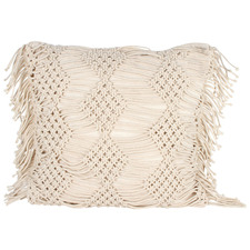 Vista Macrame   Fringed Cotton Cushion