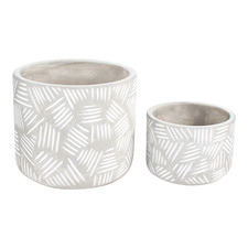 2 Piece White Eden Concrete Pot Planter Set