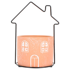 Orange Mi Casa Cement & Metal Planter