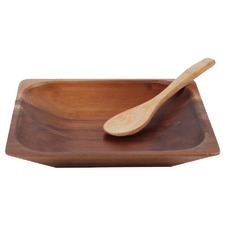 2 Piece Antonine 13cm Wooden Tapas Plate & Spoon Set