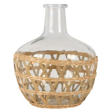 Tate Woven Seagrass & Glass Vase