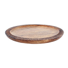Natural Iblis 34cm Round Mango Wood Serving Plate