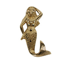 Belize Mermaid Brass Wall Hook