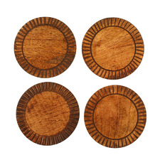 4 Piece Natural Ives Mango Wood Coaster Set