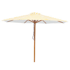 3m Yellow Stripe Timber-look Market Umbrella