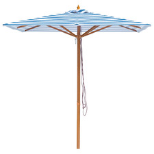 2m Blue & White Daydream Wood Umbrella