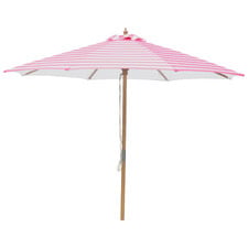 3m Pink & White Flamingo Timber-Look Aluminium Umbrella