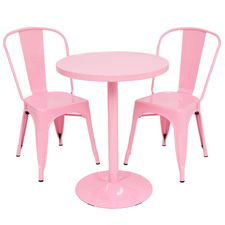 2 Seater Tolix Replica Steel Outdoor Bistro Set