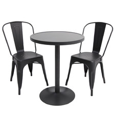 2 Seater Tolix Replica Steel Outdoor Bistro Set