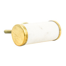 White Marble & Brass Cylinder Pull
