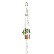 White Macrame Cotton Twist Rope Plant Hanger