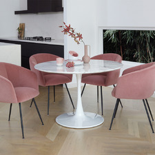 4 Seater Tulip Replica Dining Table & Rose Chair Set