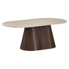 Theia Oval Travertine-Look Coffee Table