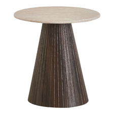 Theia Travertine-Look Side Table
