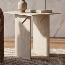 Circe Travertine-Look Side Table