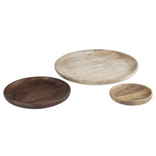 3 Piece Lewis Mango Wood Serving Plate Set