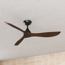 Spartan 132cm Teak & Matte Black DC Smart Ceiling Fan with Remote Control