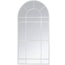 White Clementine Arched Metal Mirror