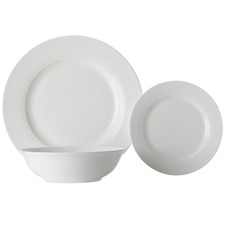 12 Piece White Basics European Rim Porcelain Dinner Set