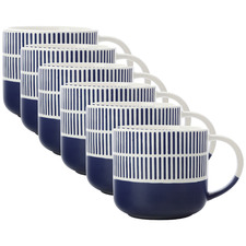 Navy Arches 400ml Porcelain Mugs (Set of 6)