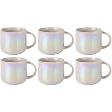 Taupe Luxe 440ml Porcelain Mugs (Set of 6)