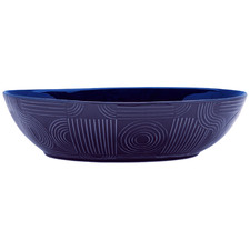 Indigo Blue Arc 32cm Oval Stoneware Serving Bowl