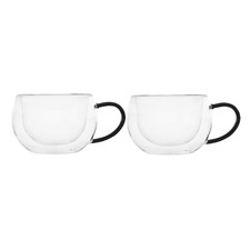 Noir Blend 270ml Double Wall Glass Mugs (Set of 2)
