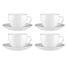 White 260ml Porcelain Coupe Demi Cups & Saucers (Set of 4)
