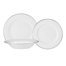 12 Piece White Porcelain Rim Dinner Set