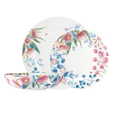 12 Piece Royal Botanic Gardens Eucalyptus Bloom Porcelain Rim Dinner Set