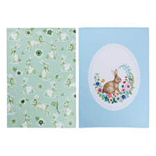 2 Piece Clover & Cottontail Tea Towel Set