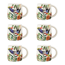 Native Grace Eastern Rosella 350ml Porcelain Mugs (Set of 6)