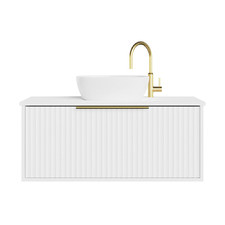 The Cove Blossom Matte White Wall Hung Single Vanity
