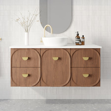 Port 1200mm Wall Hung Single Vanity with Solid Surface Countertop