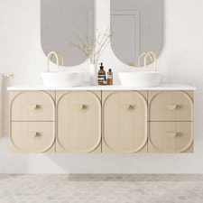 Port 1500mm Wall Hung Double Vanity  with Solid Surface Countertop